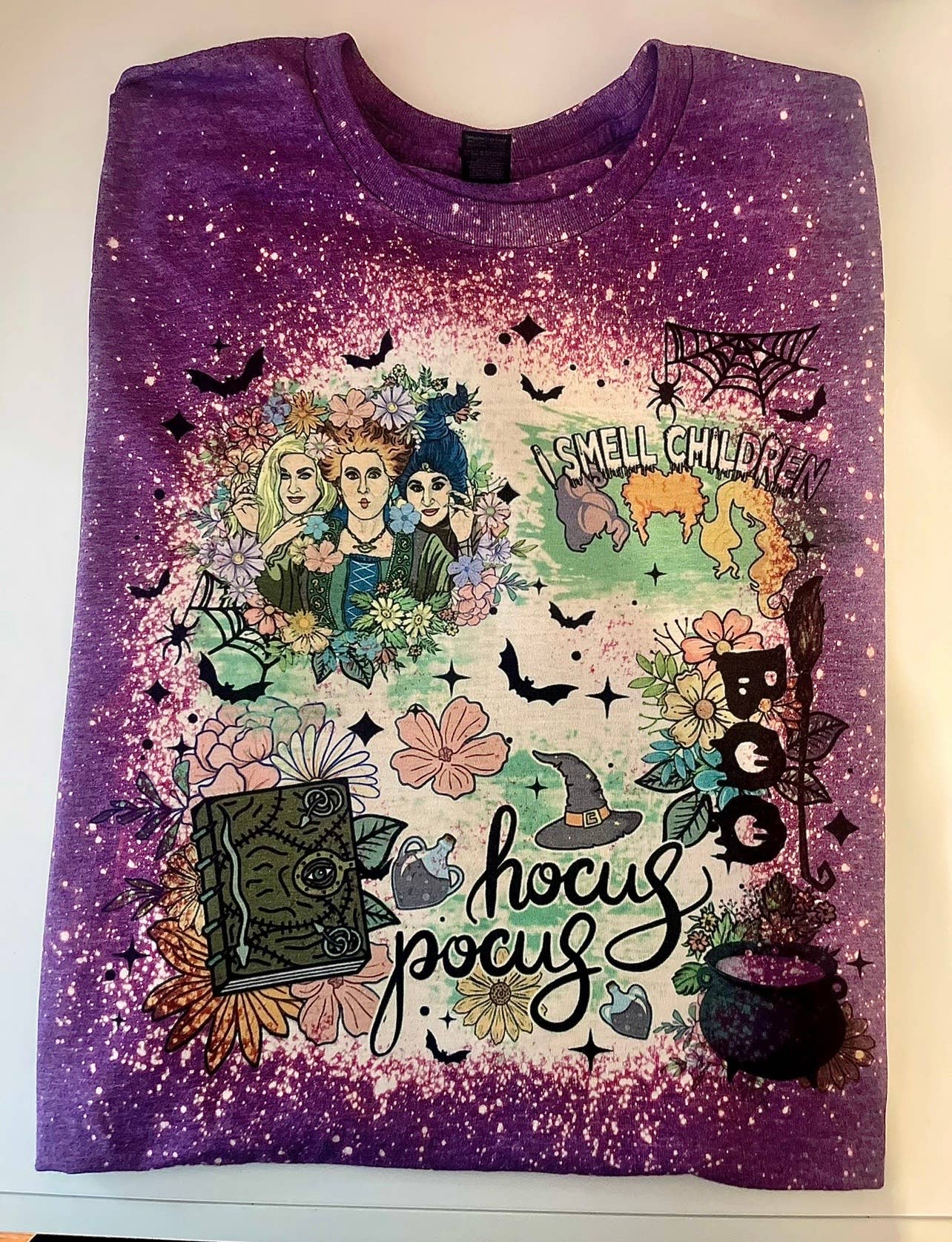 Floral Halloween pocus bleached shirt