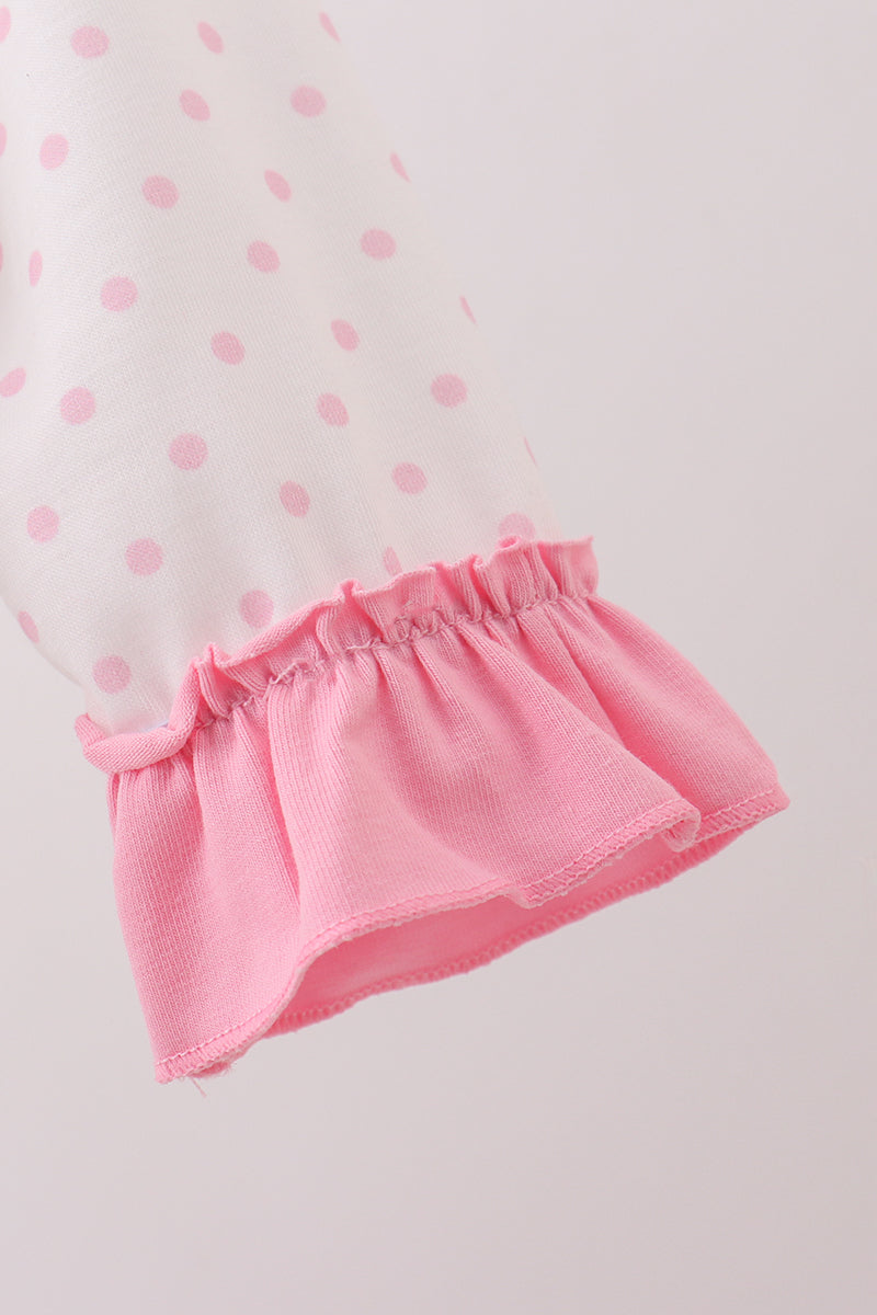 Pink christmas tree embroidery ruffle bubble