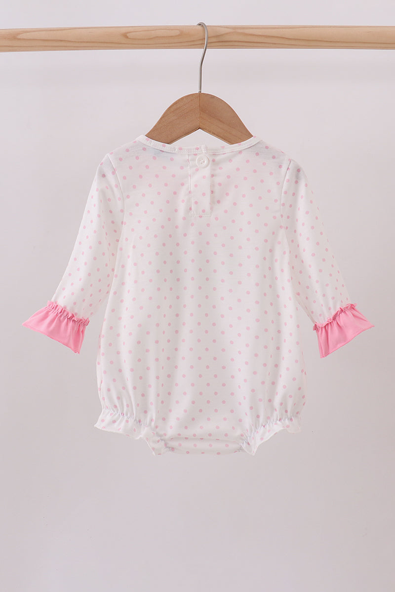 Pink christmas tree embroidery ruffle bubble