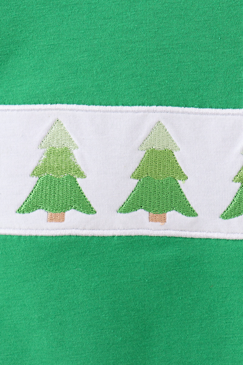 Forest Christmas tree embroidery top