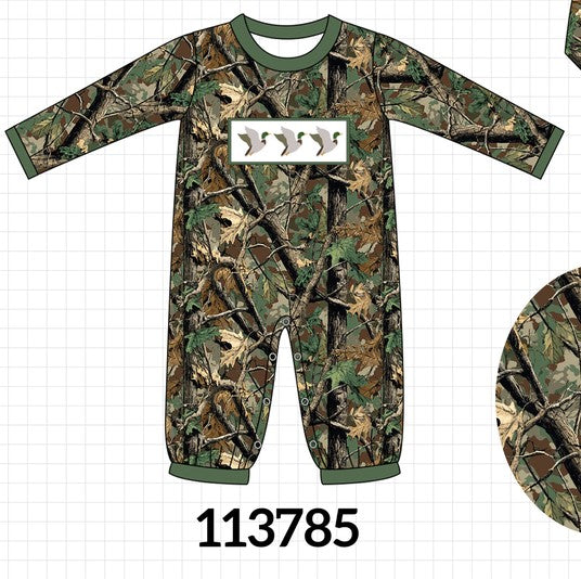 Camouflage Mallard Embroidery Romper