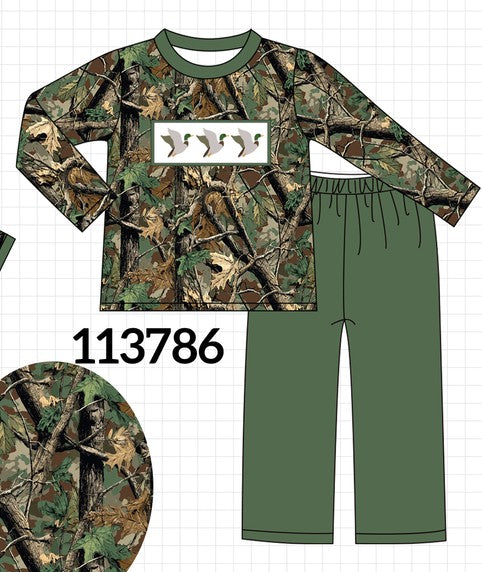 Camouflage Mallard Embroidery Pants Set