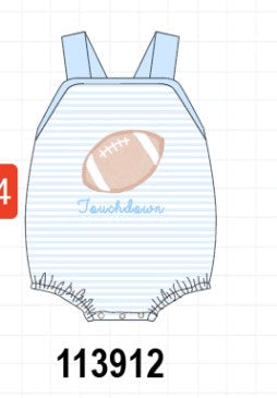Blue Football Applique Bubble