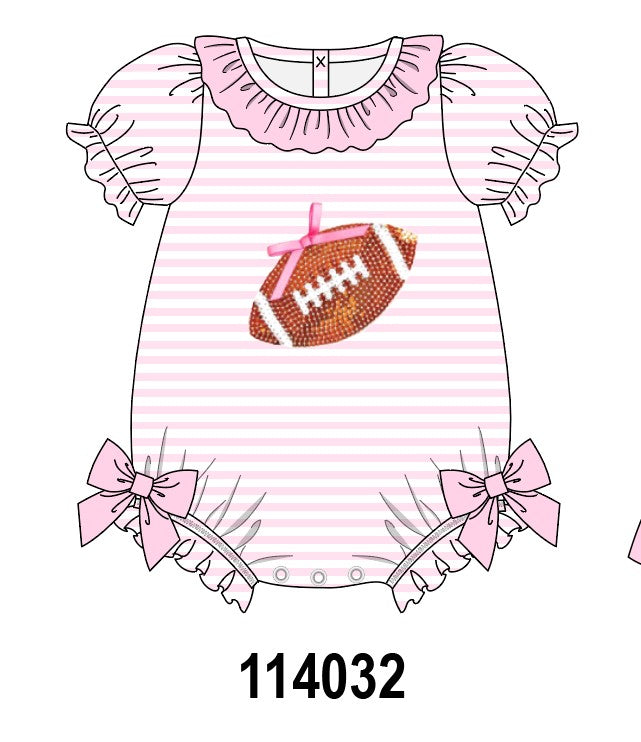 Pink football sequin stripe ruffle bubble