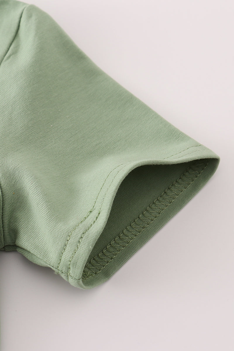 Green duck embroidery top