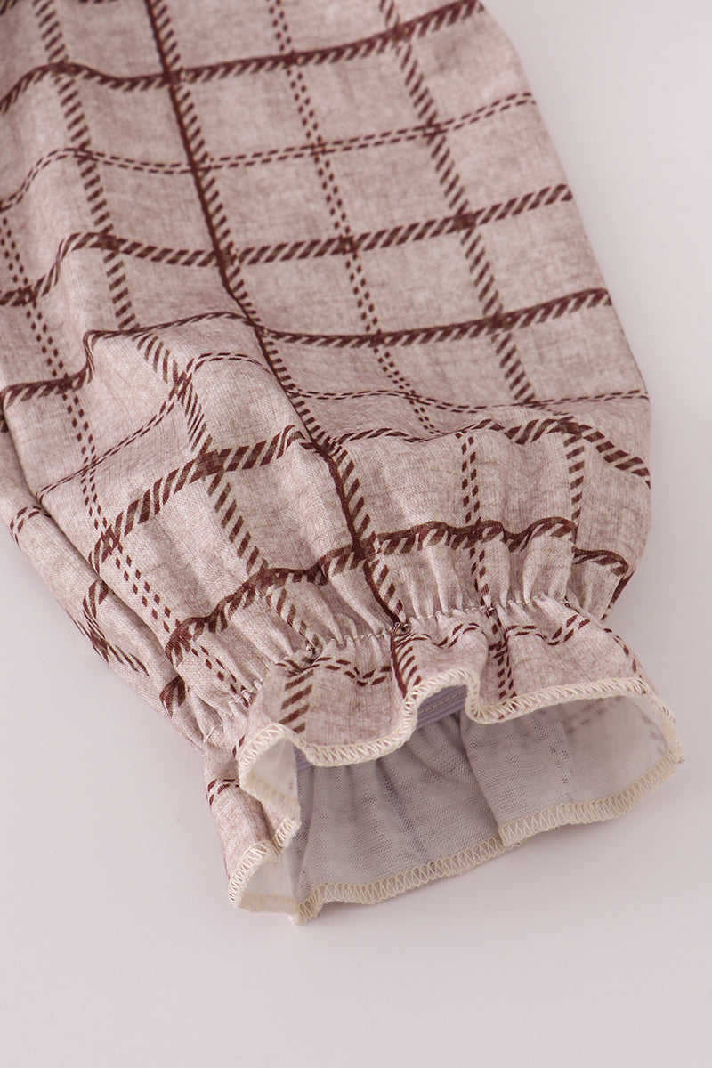Brown plaid pants set
