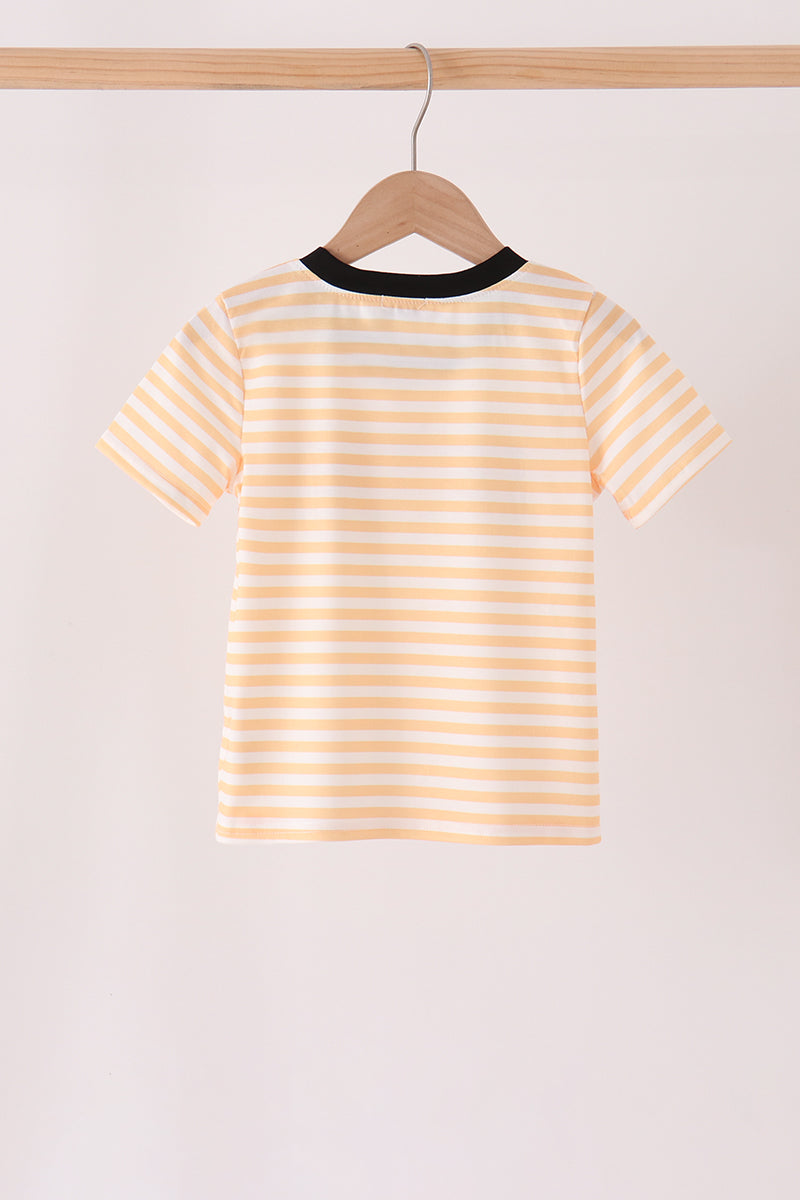 Pumpkin embroidery stripe top