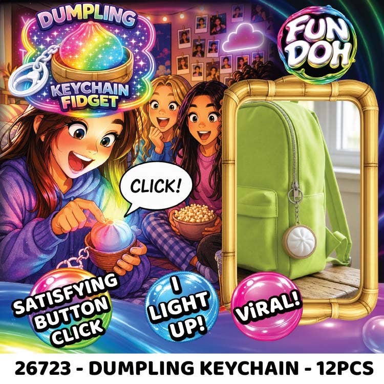 Fun Doh Dumpling Light-Up Click Fidget Keychain- 12/Display
