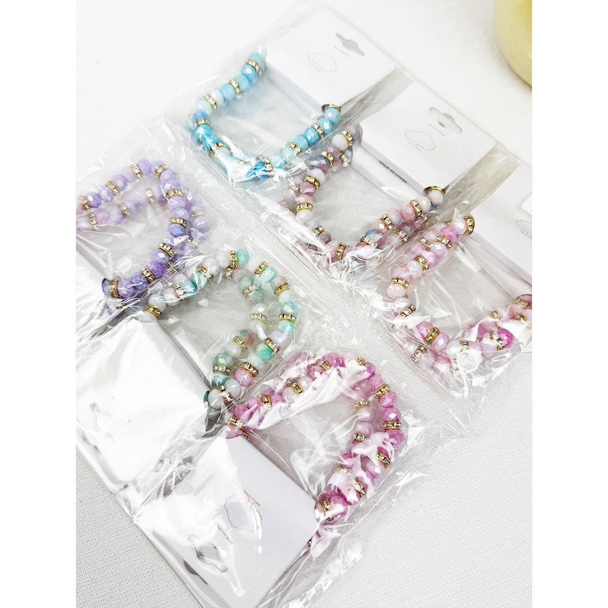 Soft Tone Beaded Stretch Glass Bracelets