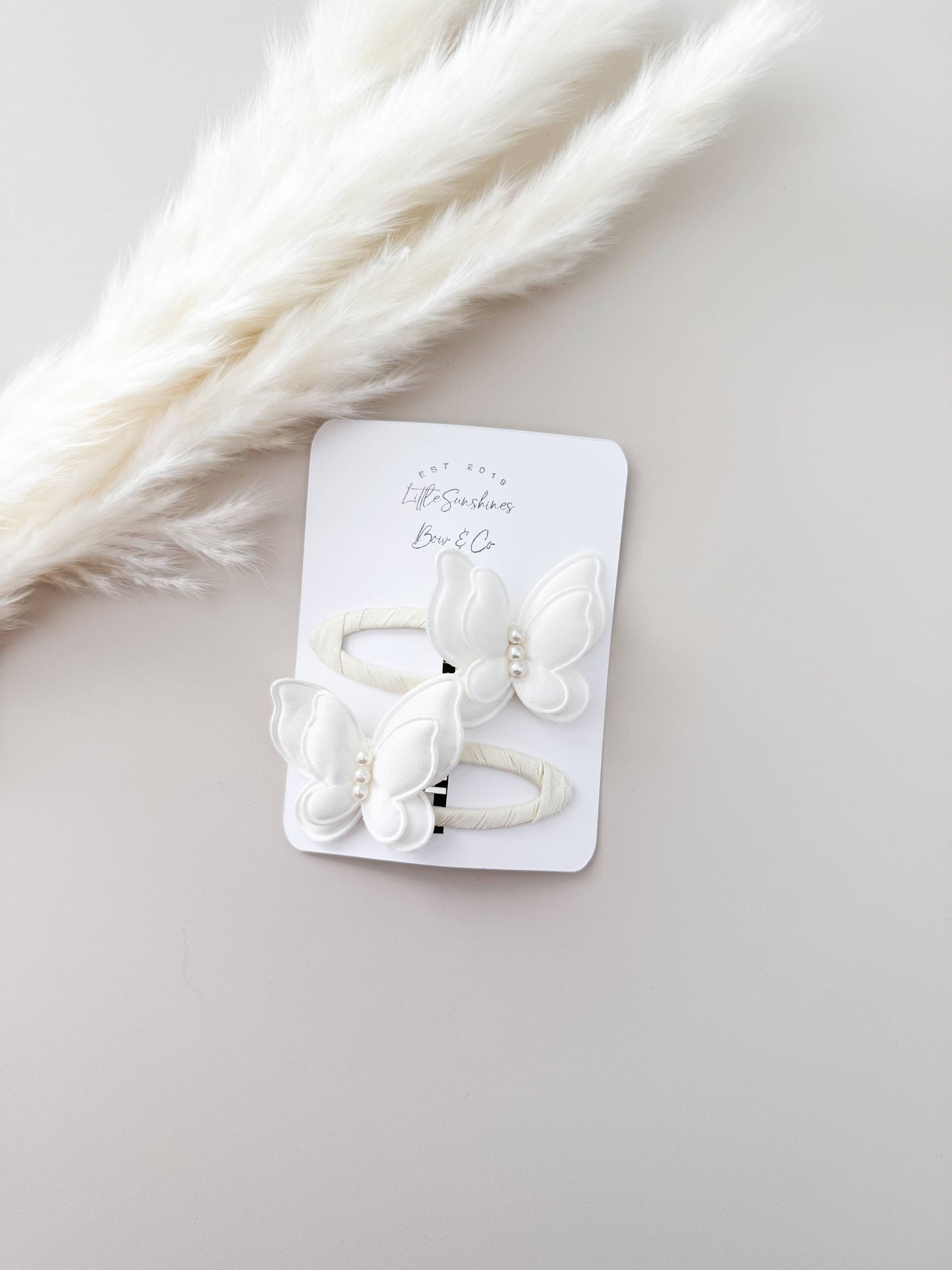 Satin Butterflies Snap Clips & Nylon Headbands