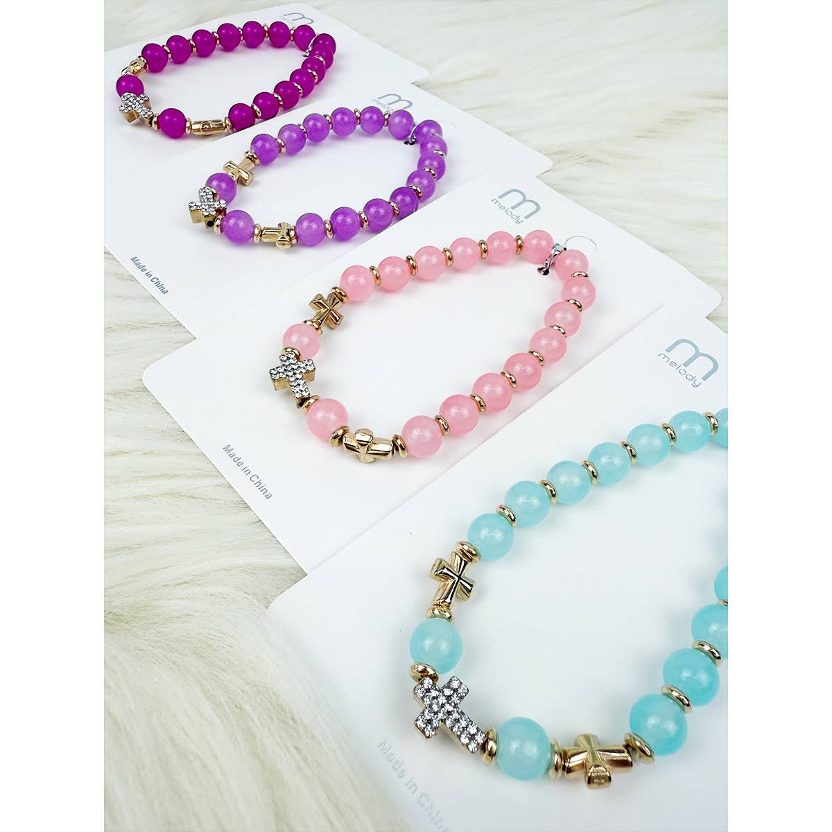 Soft Tone Cross Charm Bracelet