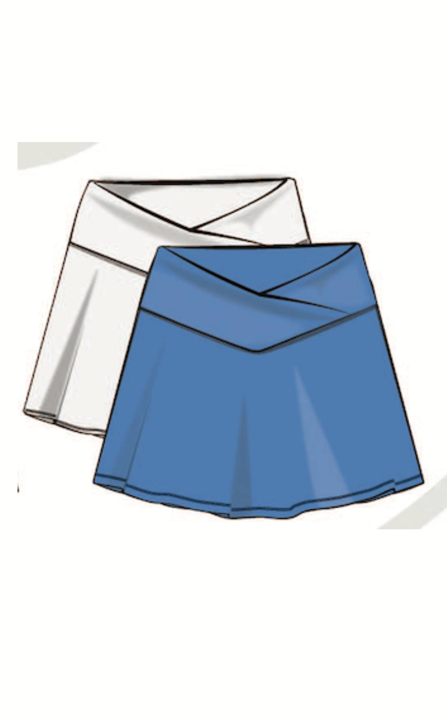 2 PC Pack - Girls Crossover Waistband Tennis Skirt (Skort)