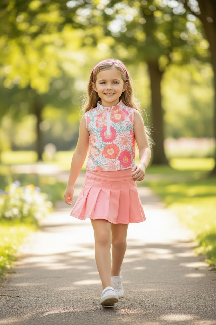 Lt. Coral pleaded skort made of HI-Performance fabric. GLK103008-AMY