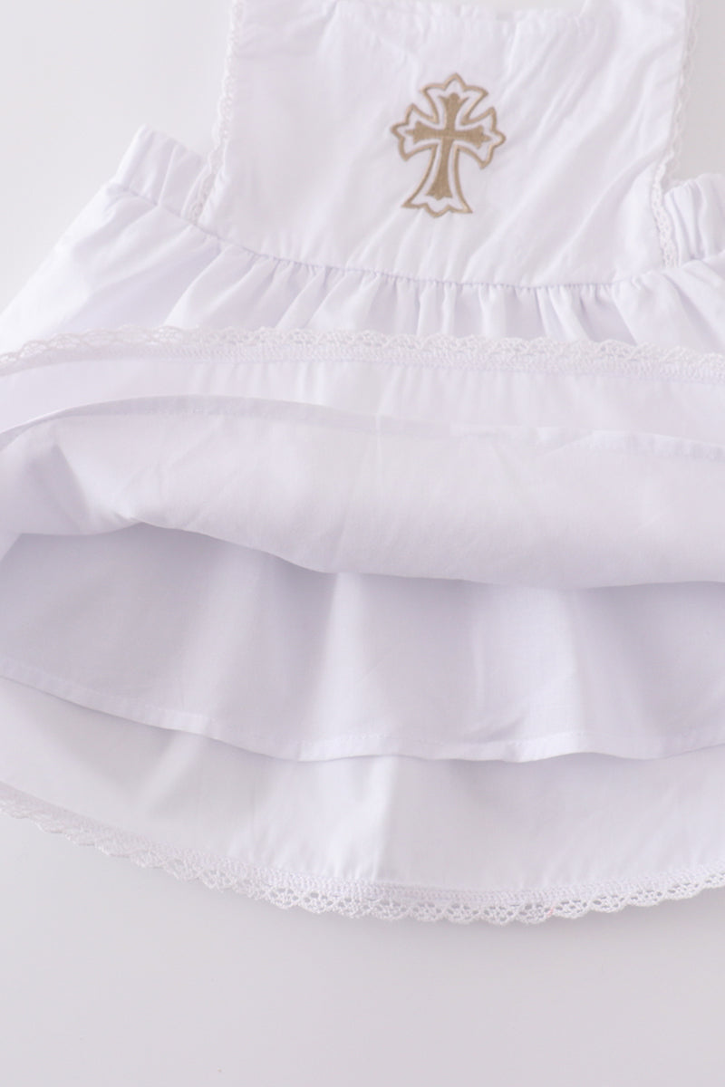 Premium cross embroidery romper
