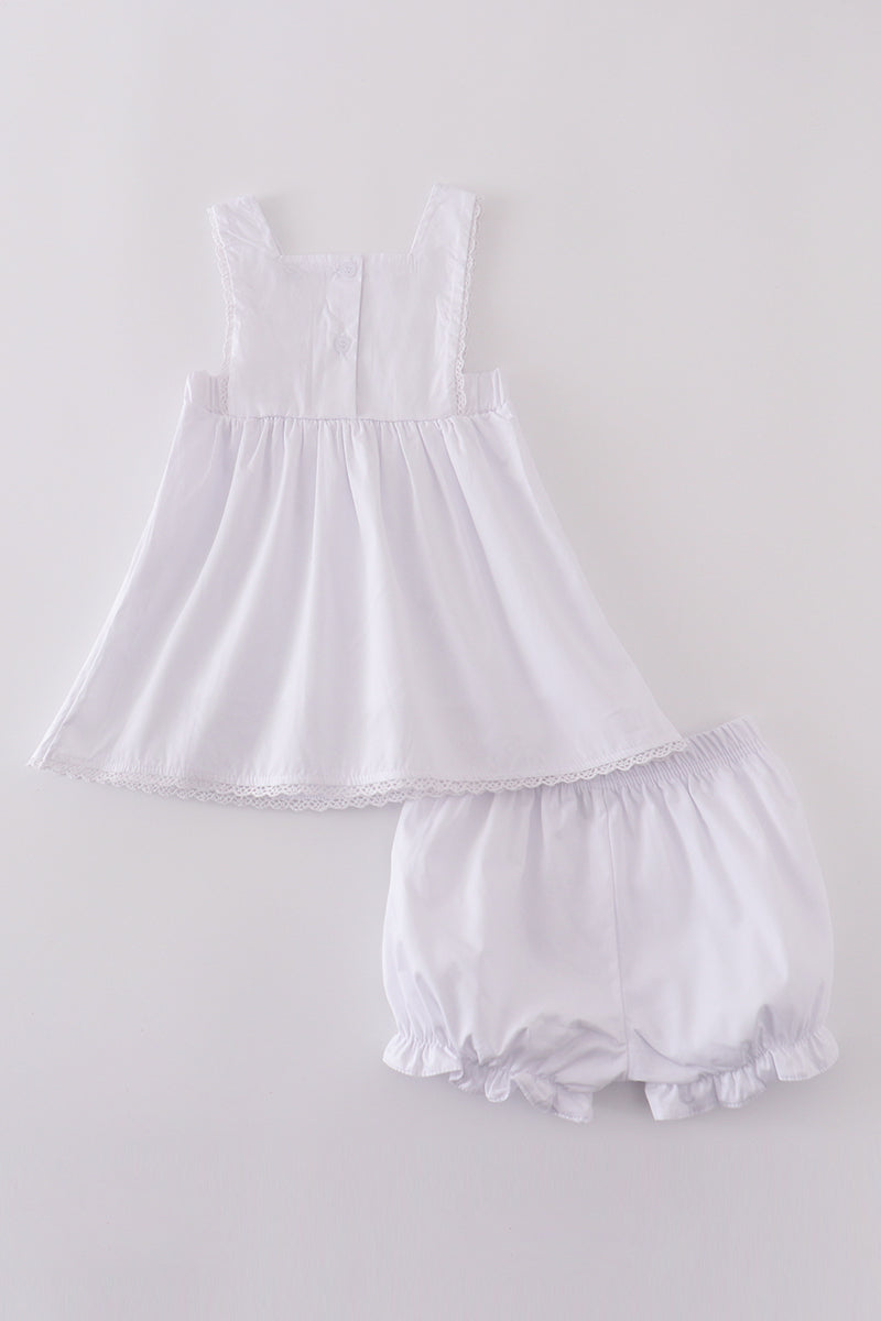 Premium cross embroidery romper