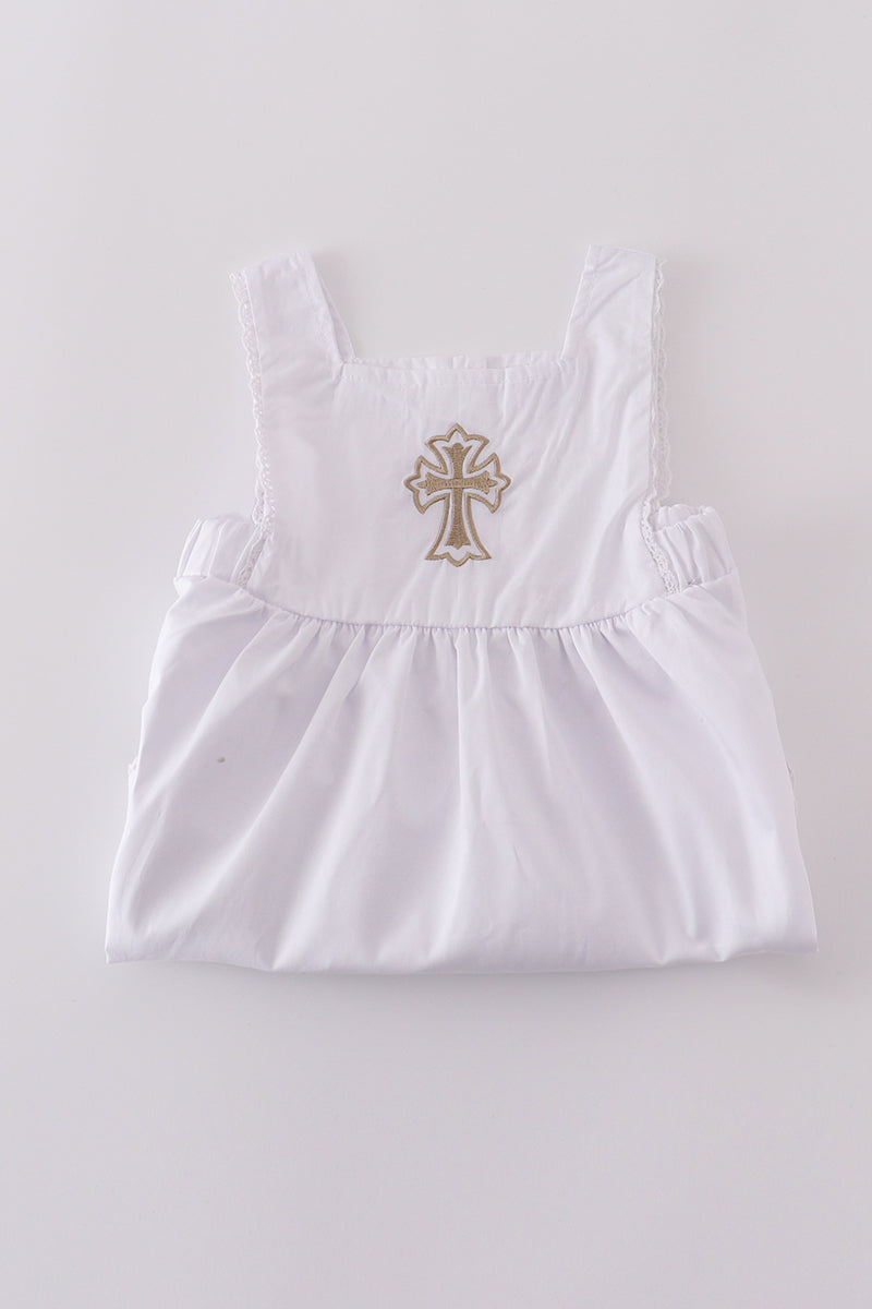 Premium cross embroidery romper