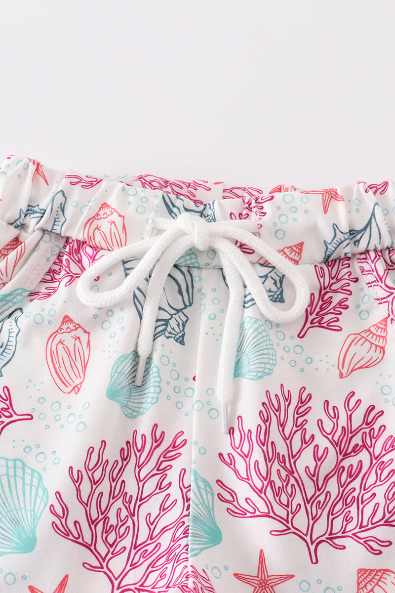 Mint shell embroidery boy set