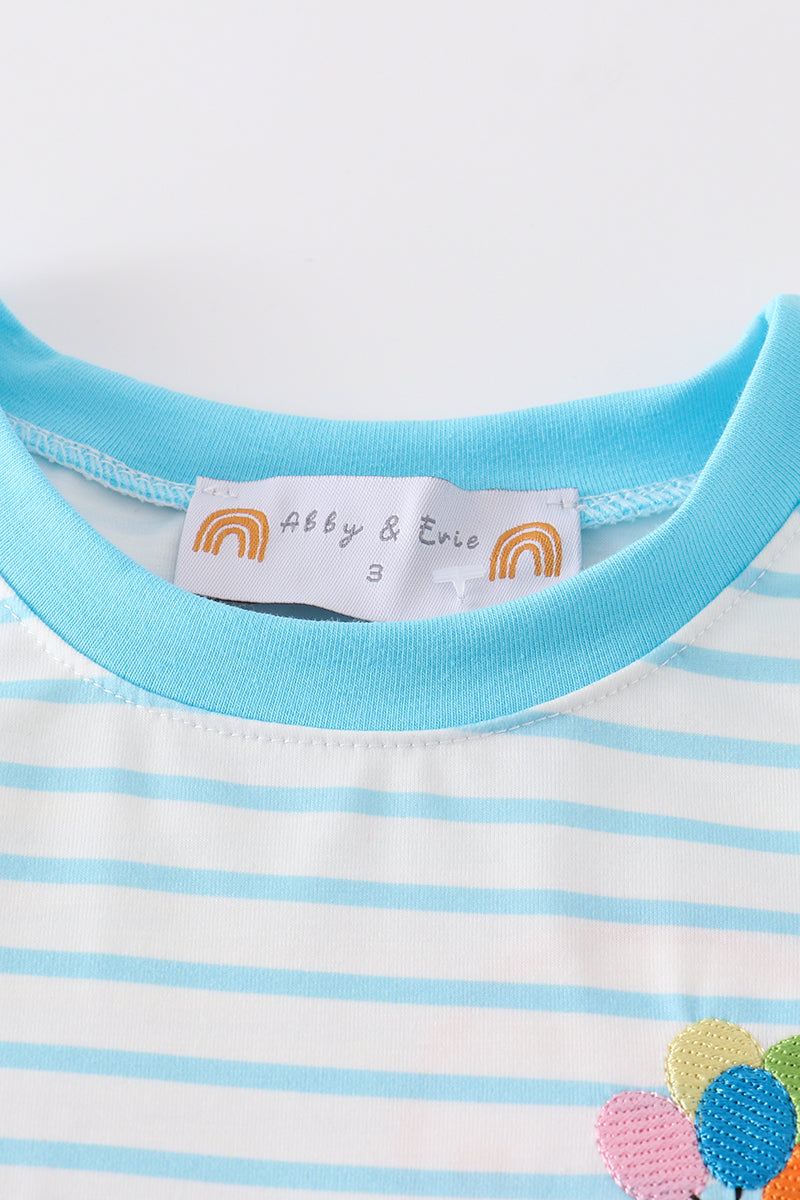 Blue farm embroidery boy set