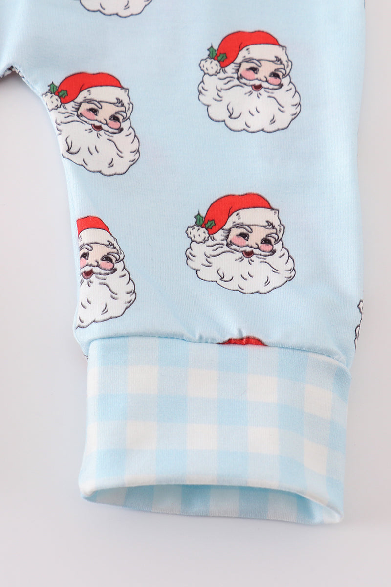 Blue christmas santa claus zipper unisex romper