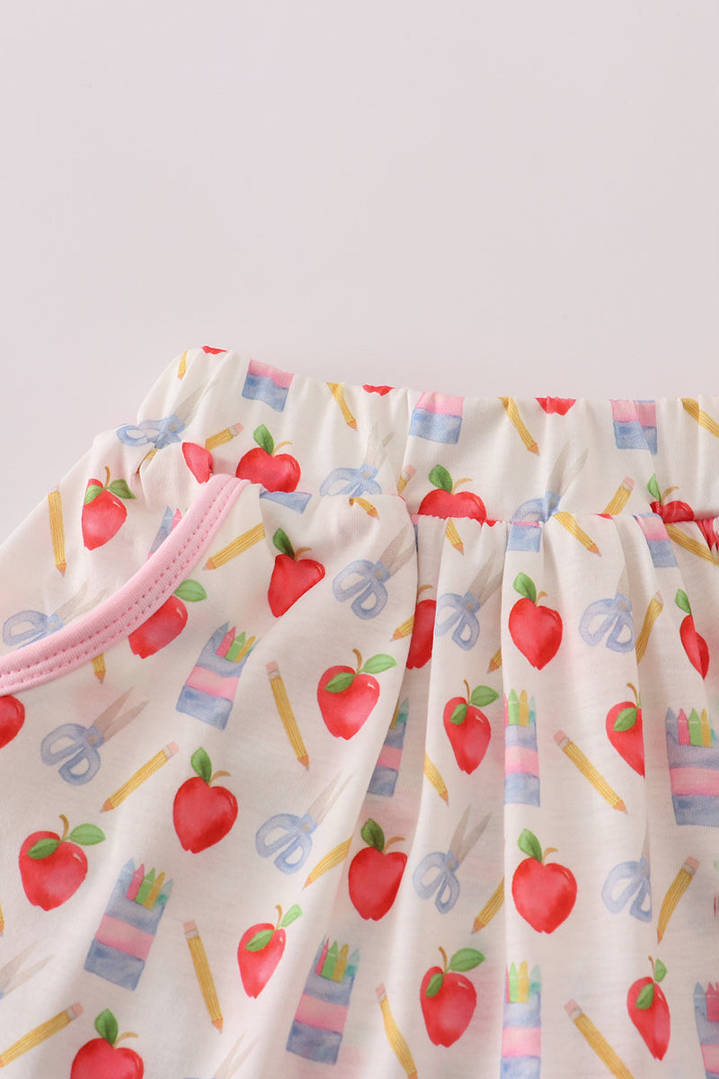 Apple pencil print skort set