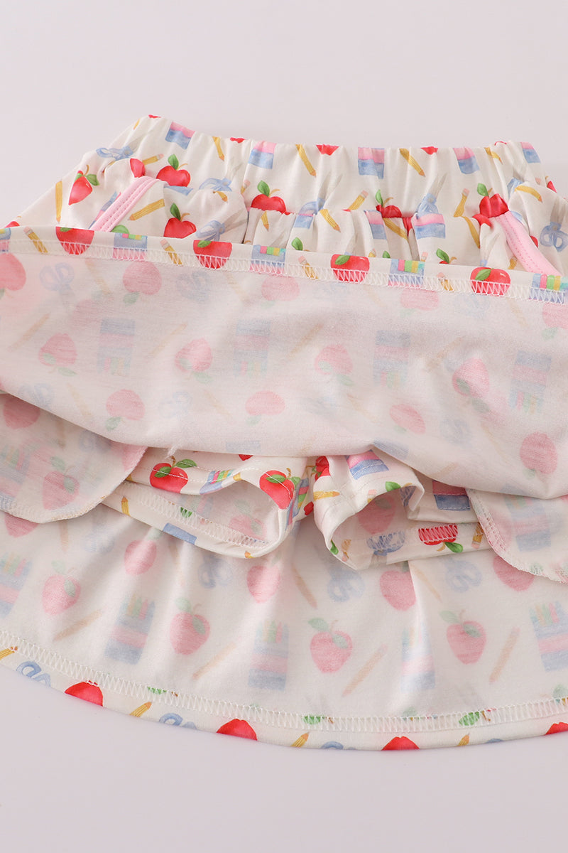 Apple pencil print skort set