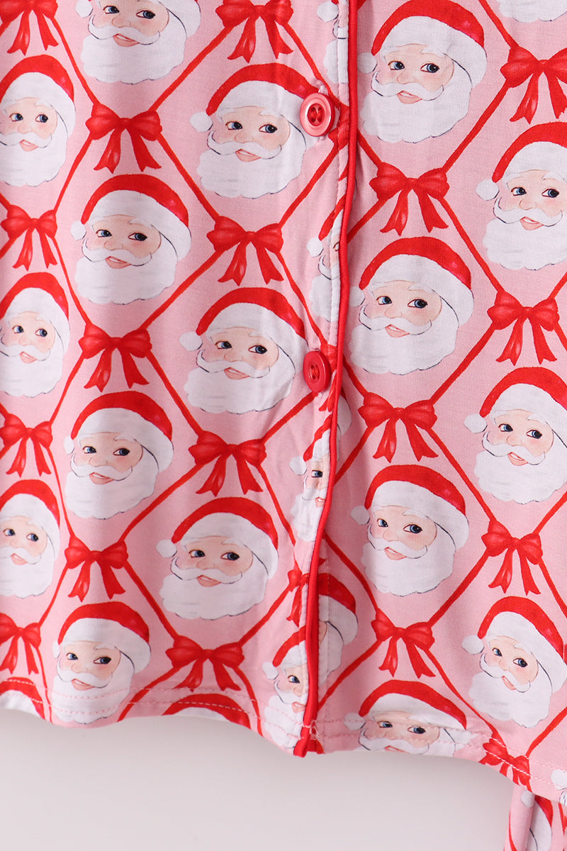 Red santa claus print bamboo mom pajamas pants set
