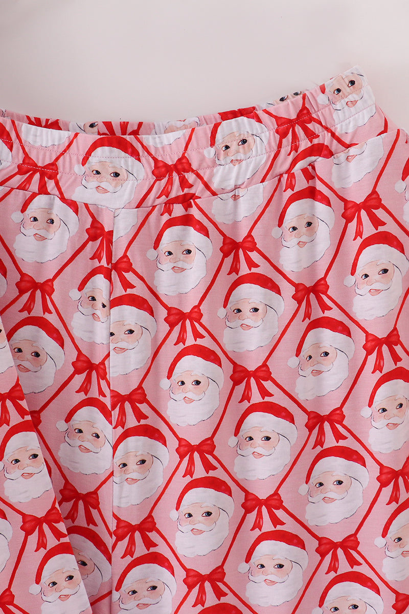 Red santa claus print bamboo mom pajamas pants set