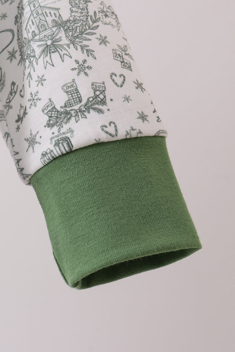 Green christmas tree print romper