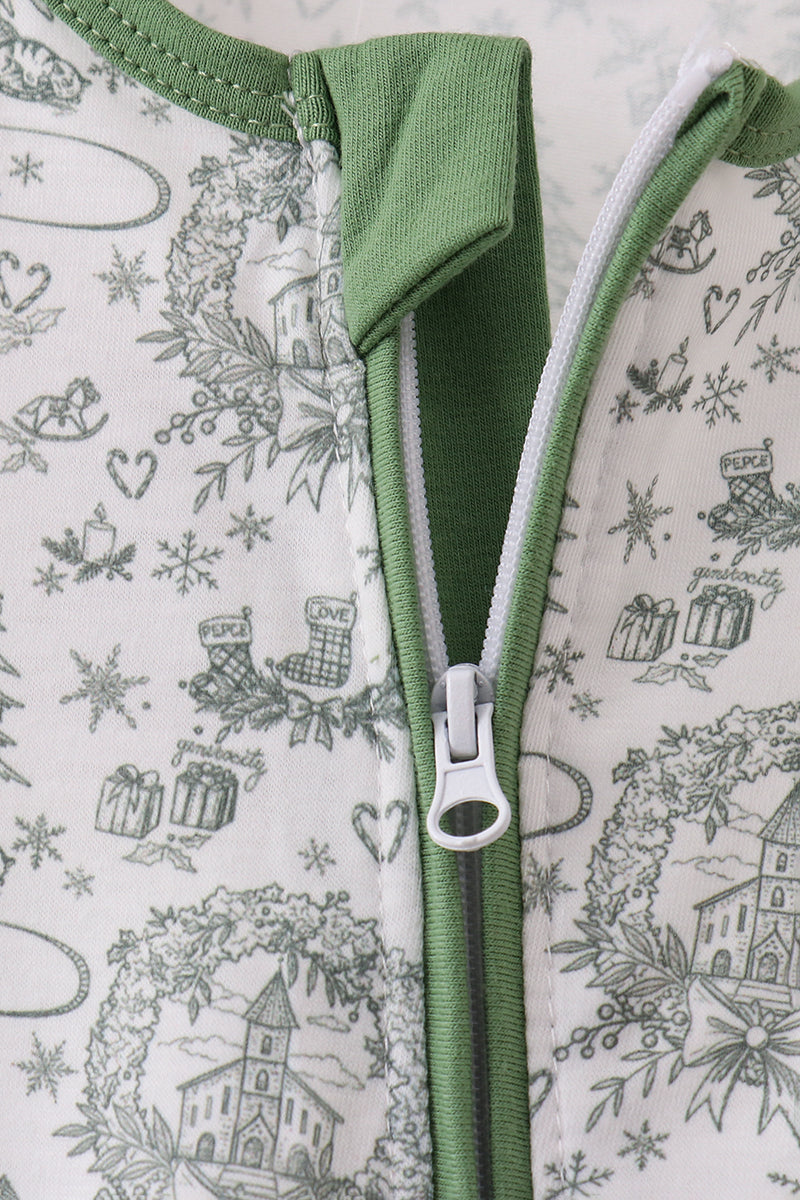 Green christmas tree print romper
