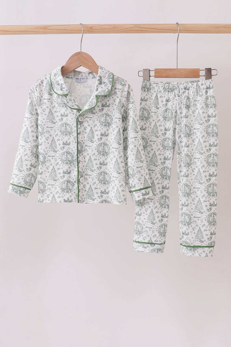 Green christmas tree print pajama set