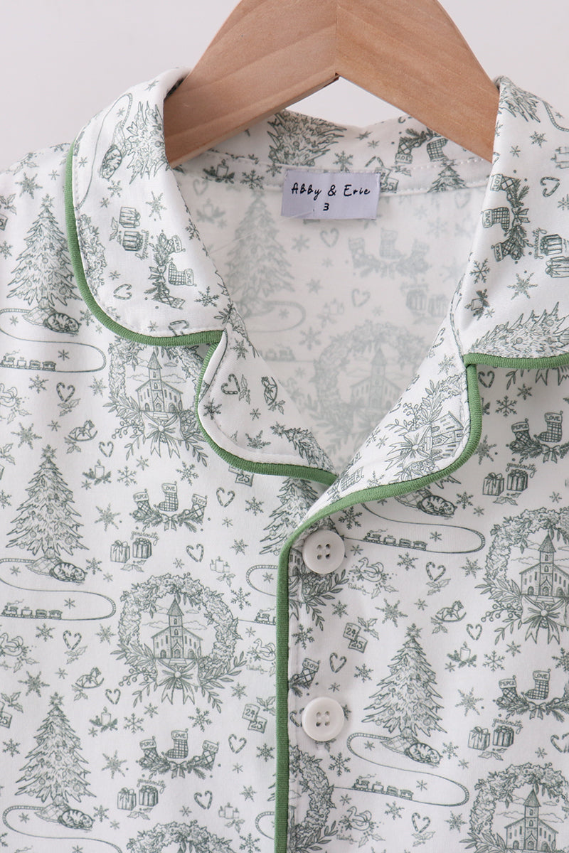 Green christmas tree print pajama set