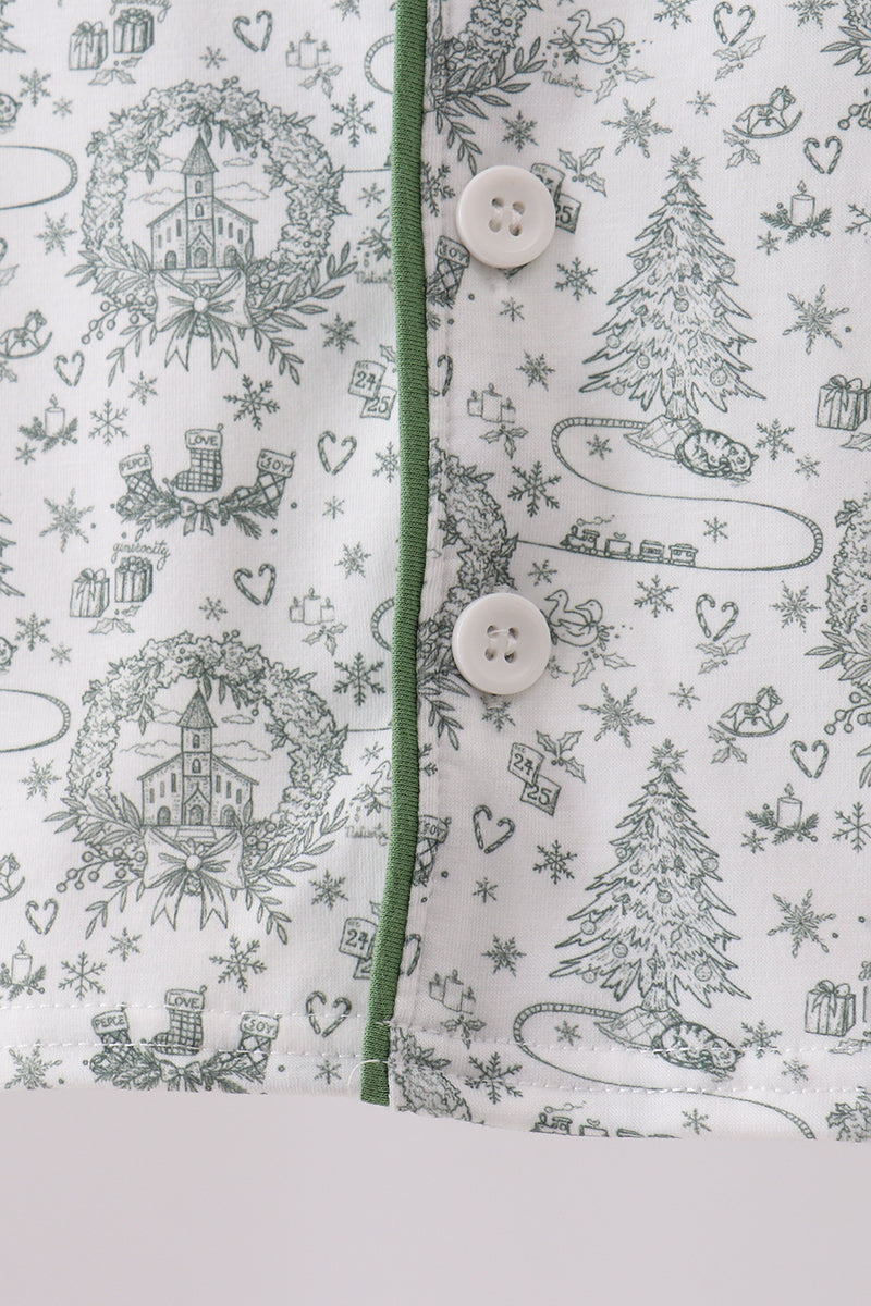 Green christmas tree print pajama set