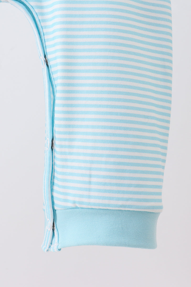 Blue stripe christmas tree smocked romper