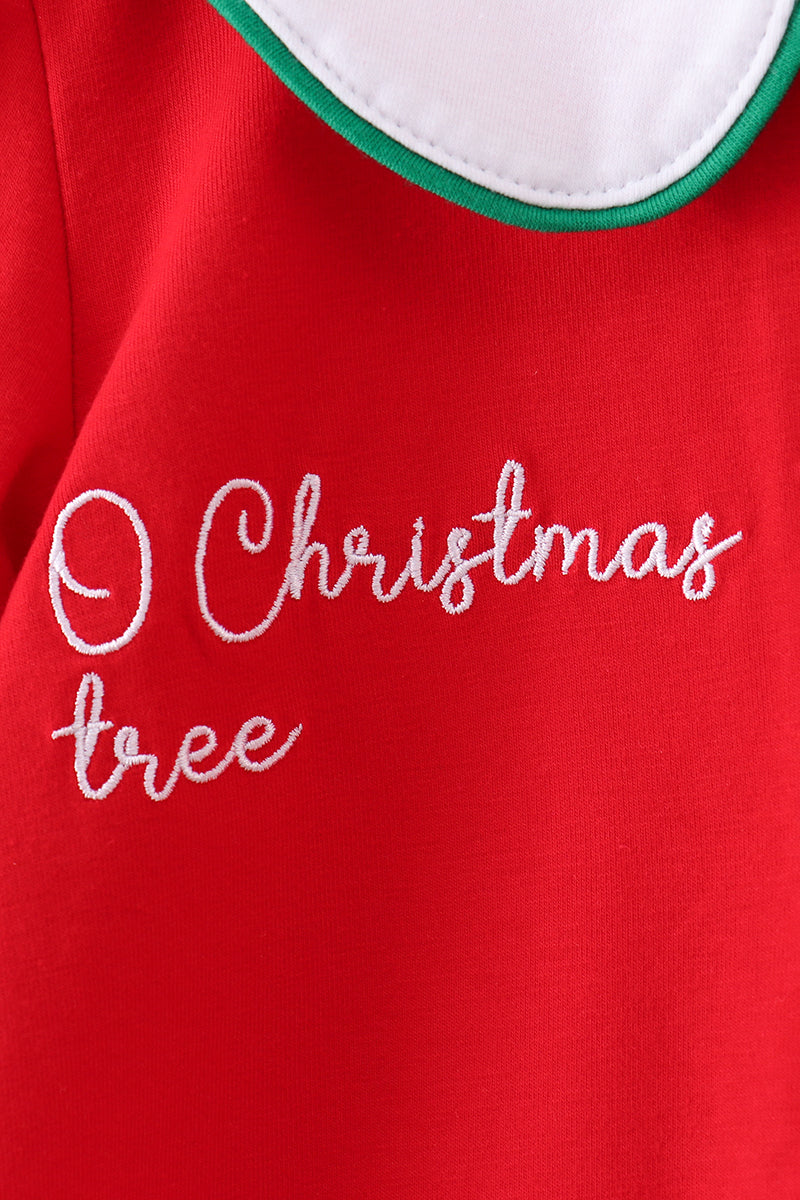 Red christmas tree applique dress