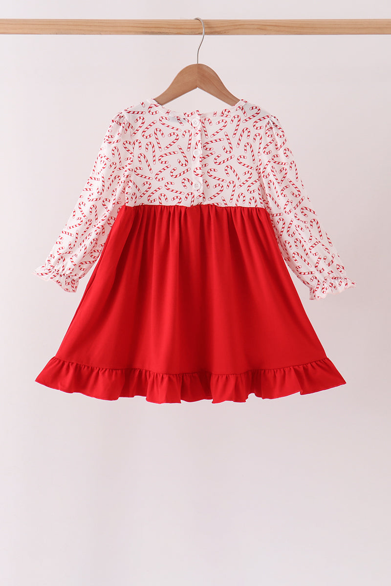 Red Candy Cane Sequin Ruffle Dress