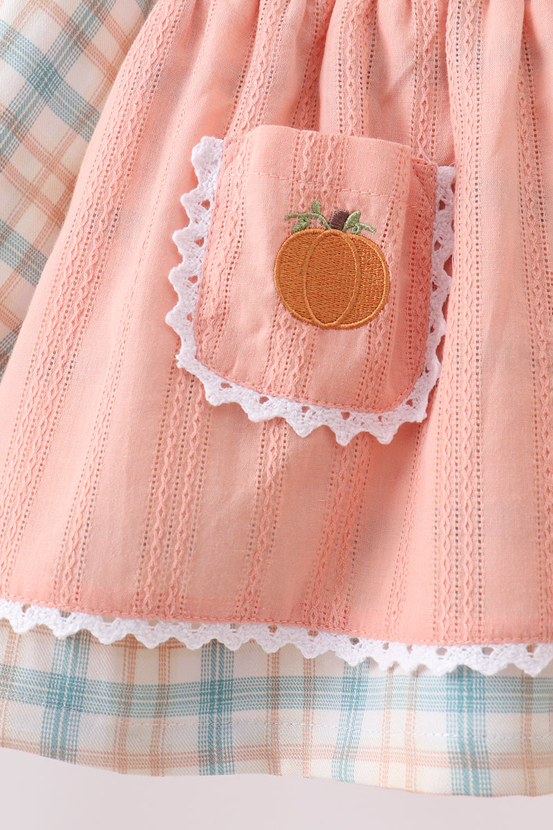 Pumpkin Jacquard embroidery plaid bloomer set