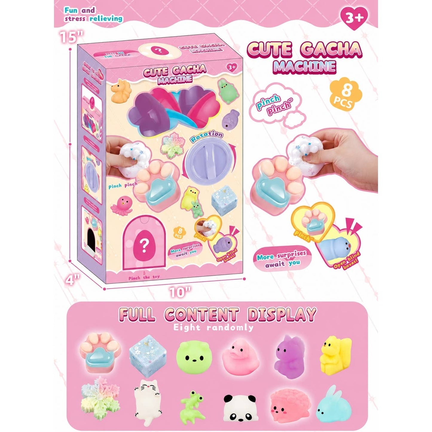Cute Gacha Machine Squishy Toy Set