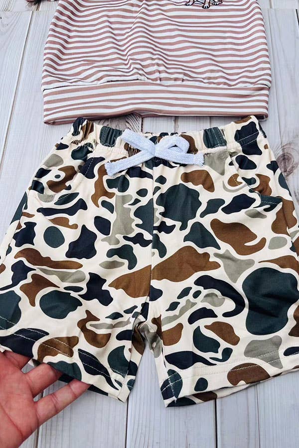 Western dog embroidery top shorts boy boutique set 2601082M