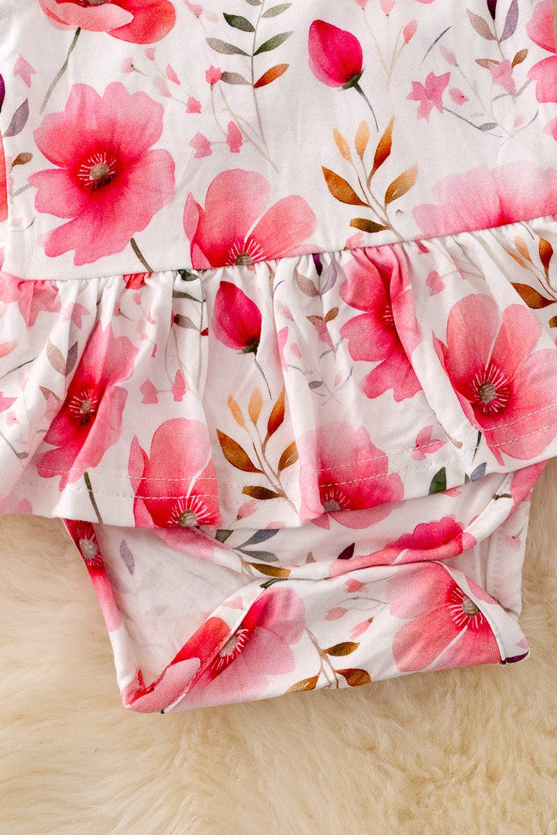 🎍Lili Pink floral twirl body suite for baby. RPG50146