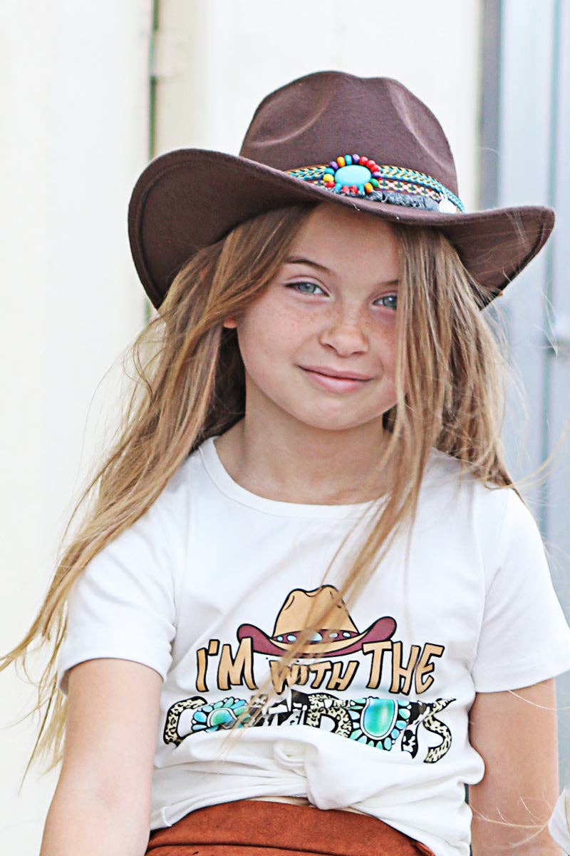 WOMANS BROWN HATS WITH BAND.