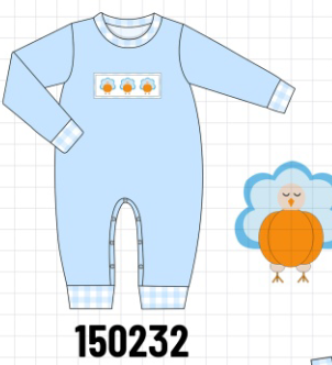 Blue Turkey Embroidery Romper