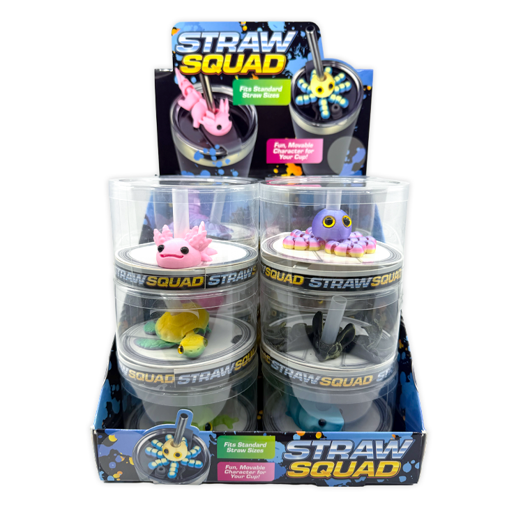 Straw Toppers 3D Printed Decoration Assortment - 12/Display
