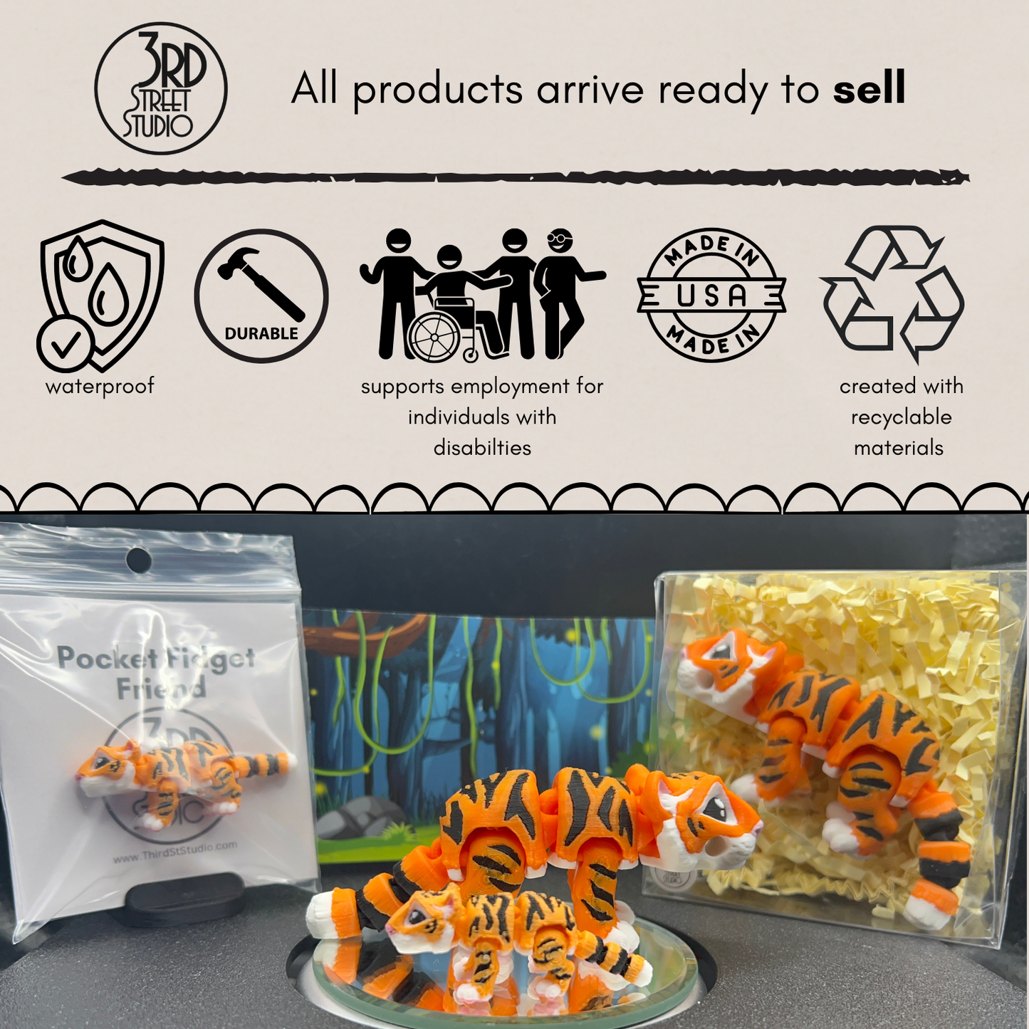 Tiger - Fidget Friend - Includes Play Scene