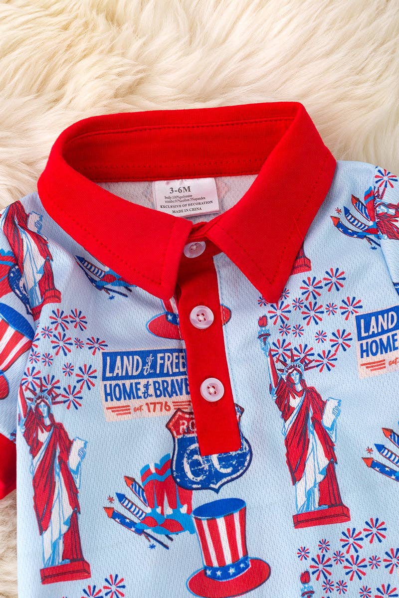 Route 66 boys printed baby romper. RPB50188 JEAN