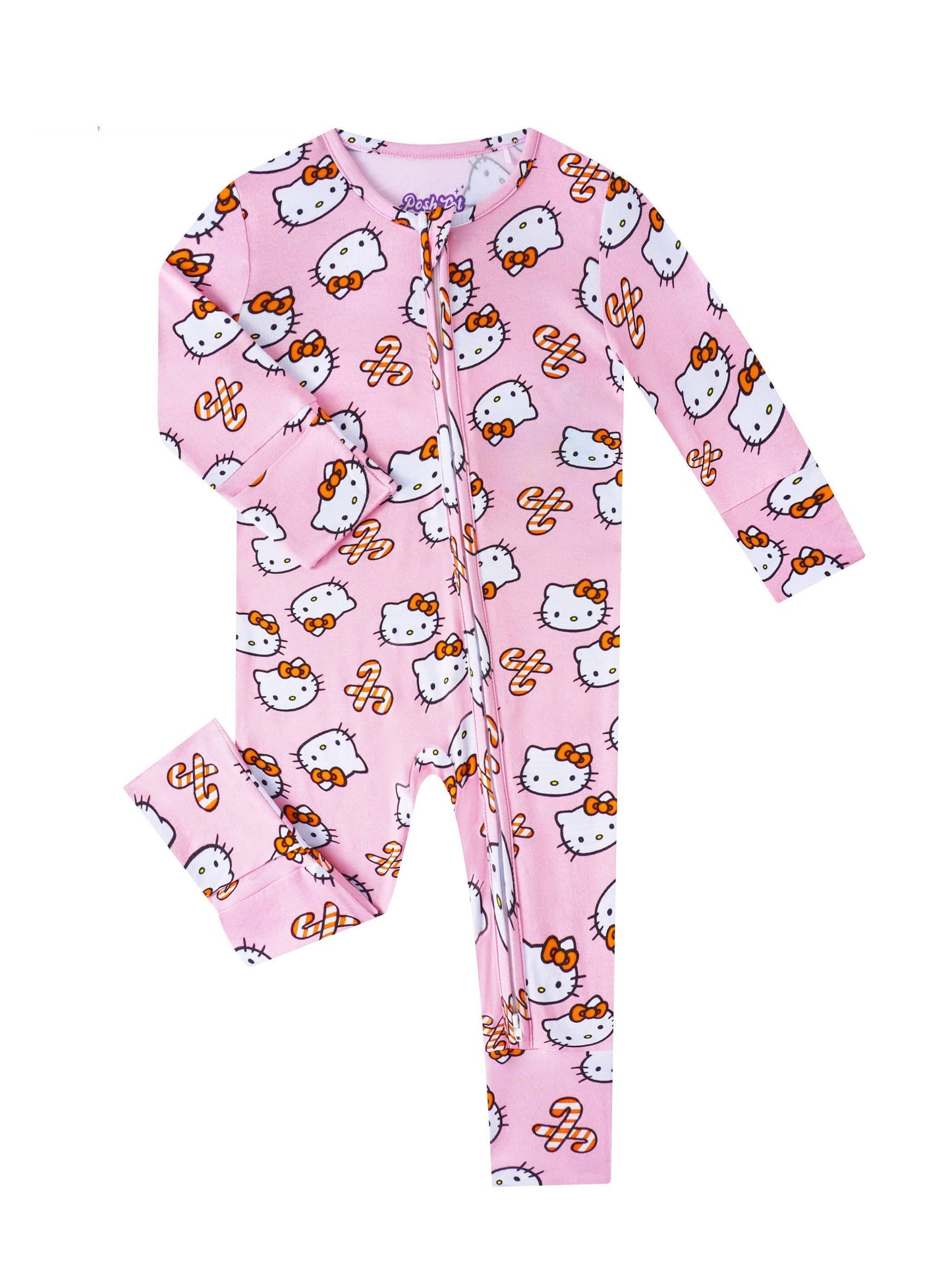 PoshTOT Sanrio Hello Kitty Pink Bamboo Baby Convertible Zippy Romper
