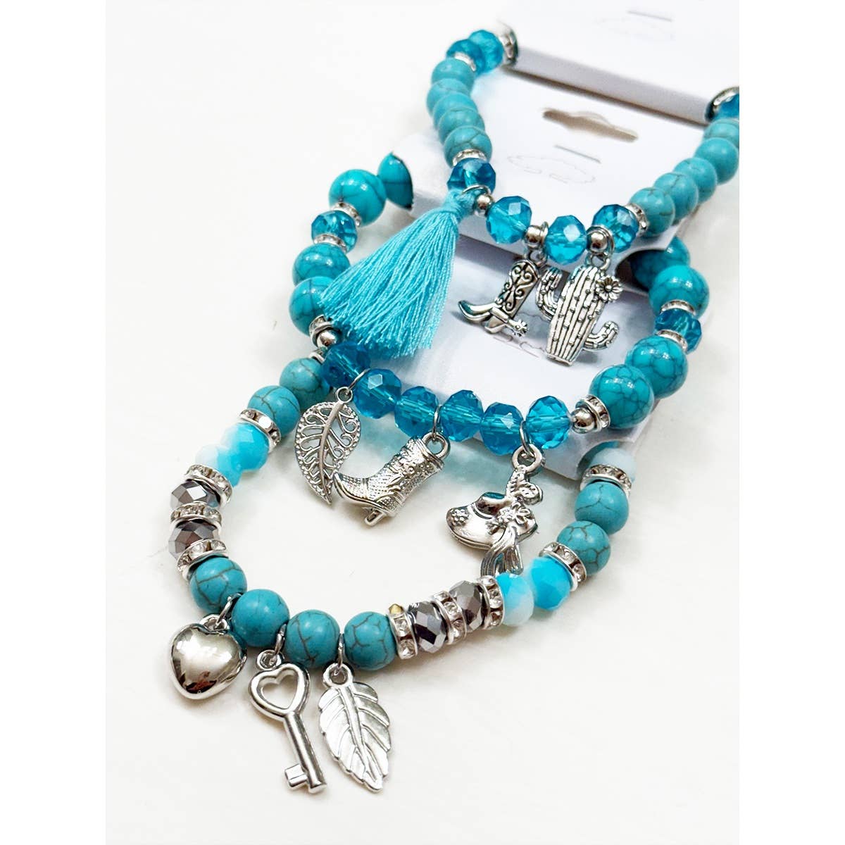 Western Boho Mix Charms Turquoise Theme Bracelets