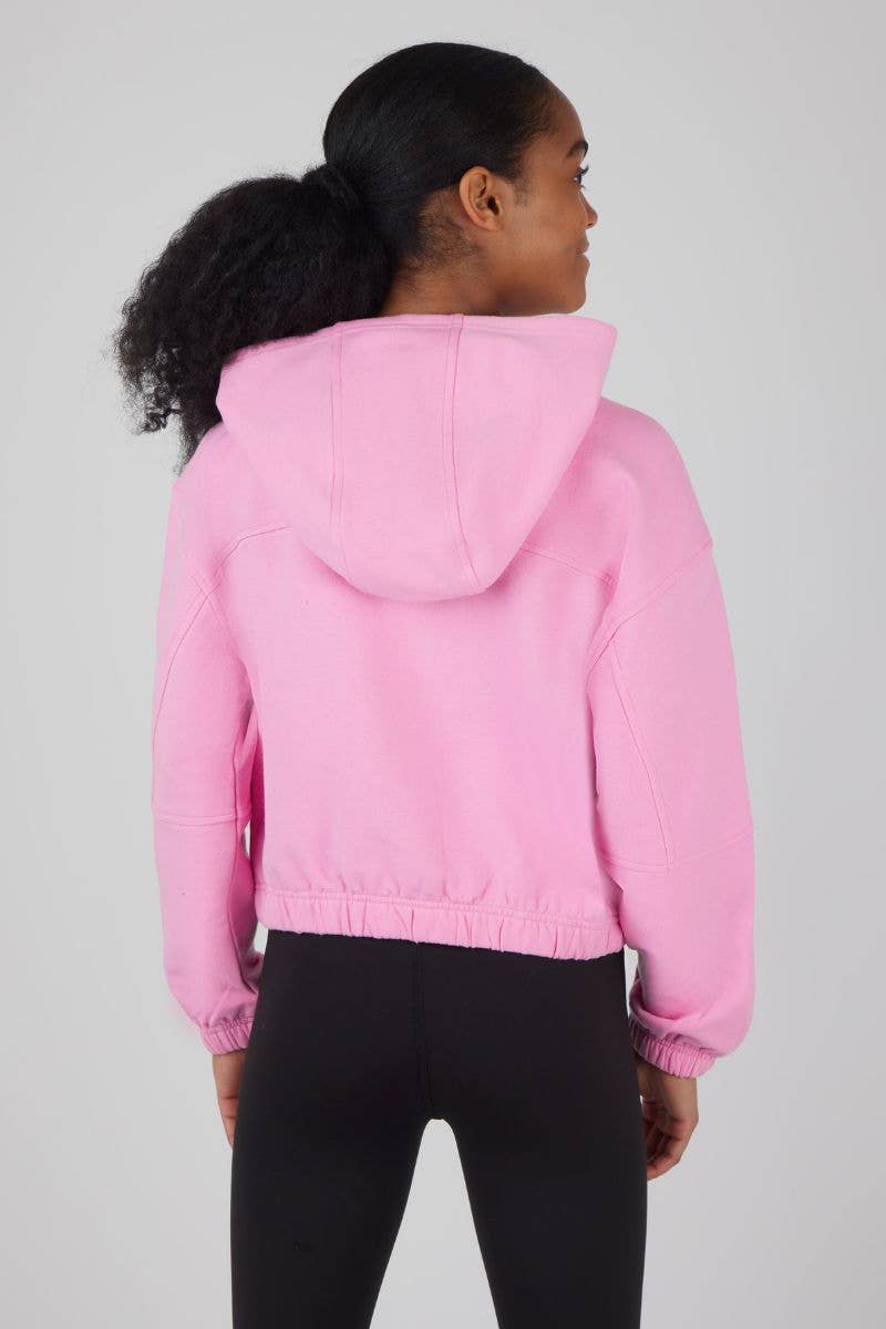 Girls Cloud Plush Zip Front Crop Hoodie Jacket