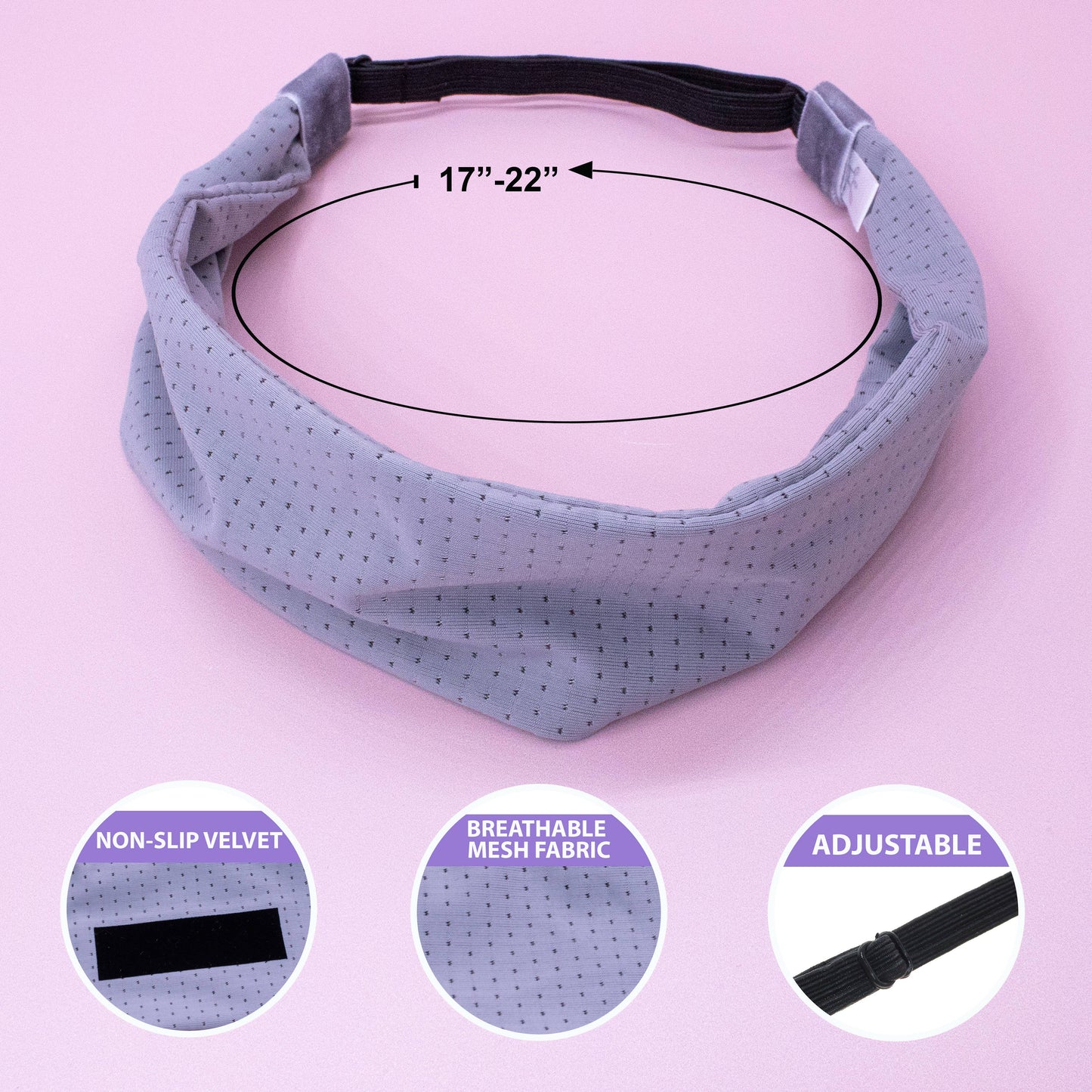 Adjustable No Slip Mesh Sport Headbands - Athletic Hair Band