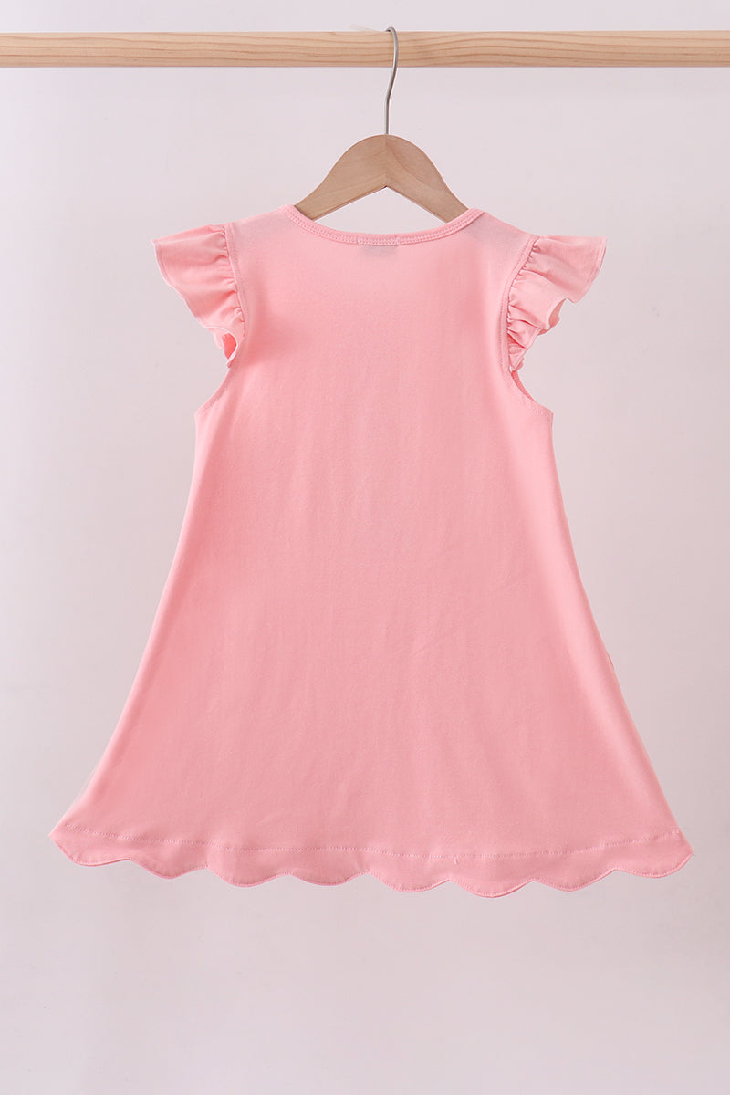 Pink bunny applique ruffle dress