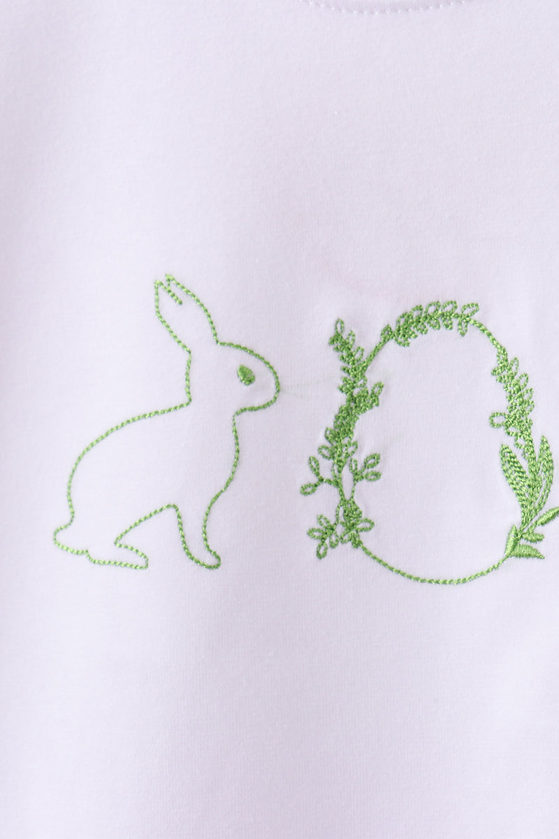 Bunny embroidery gingham shorts set